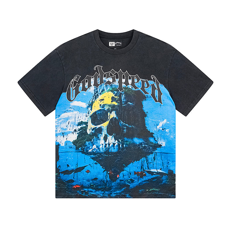 Black Street Vintage Washed T-Shirt (Crafted Print) 1083