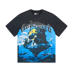Black Street Vintage Washed T-Shirt (Crafted Print) 1083