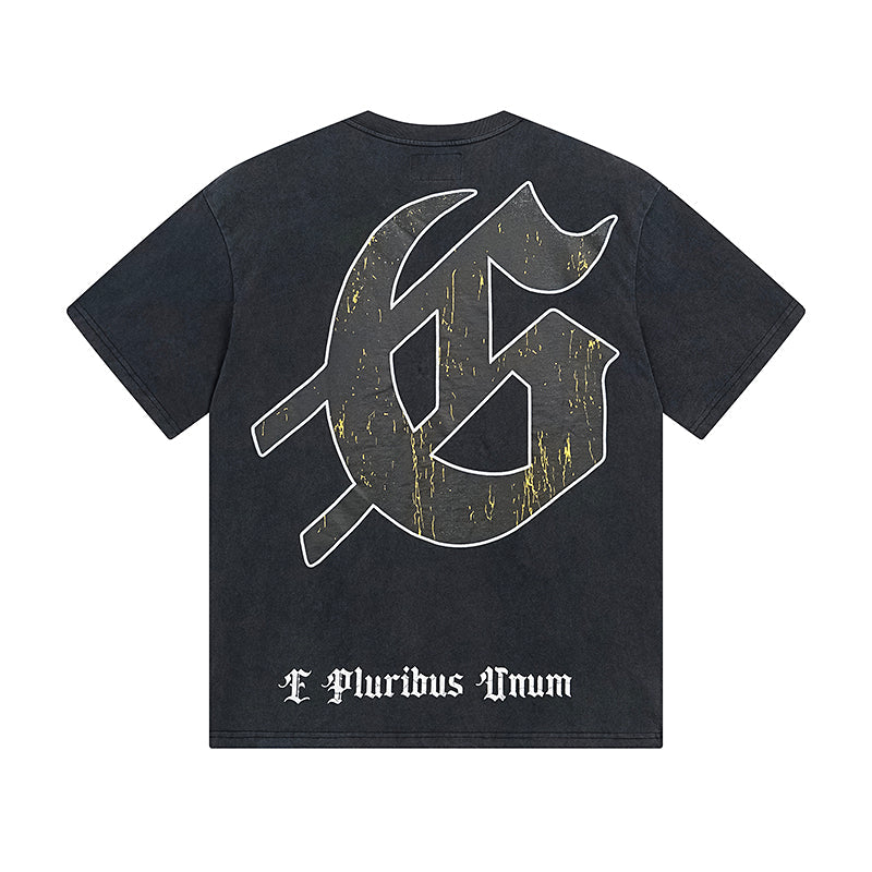 Black Street Vintage Washed T-Shirt (Crafted Print) 1083