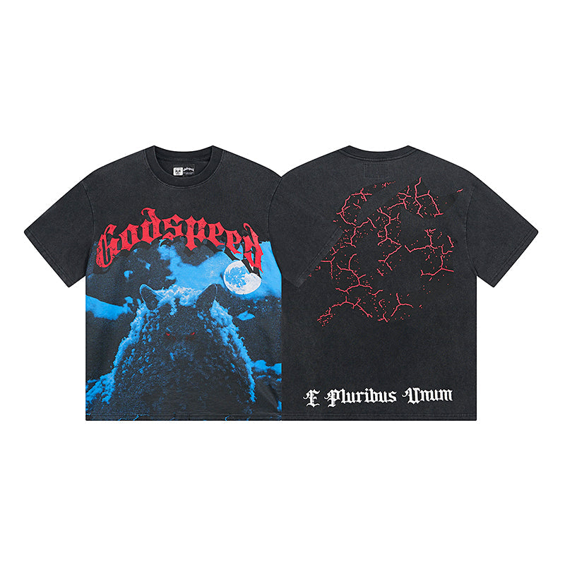 Black Street Vintage Washed T-Shirt (Crafted Print) 1085