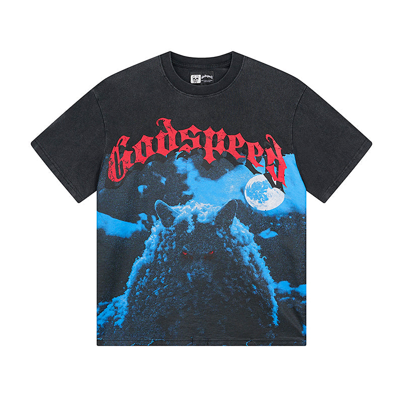 Black Street Vintage Washed T-Shirt (Crafted Print) 1085