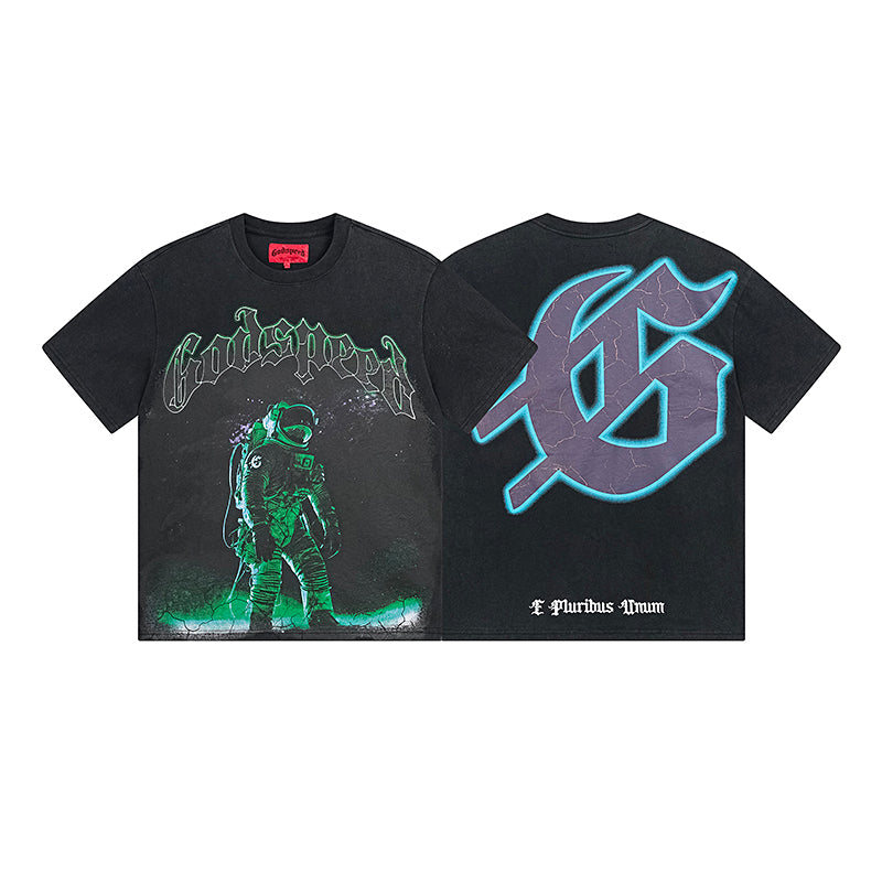 Black Street Vintage Washed T-Shirt (Crafted Print) 1086