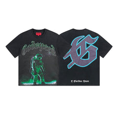 Black Street Vintage Washed T-Shirt (Crafted Print) 1086
