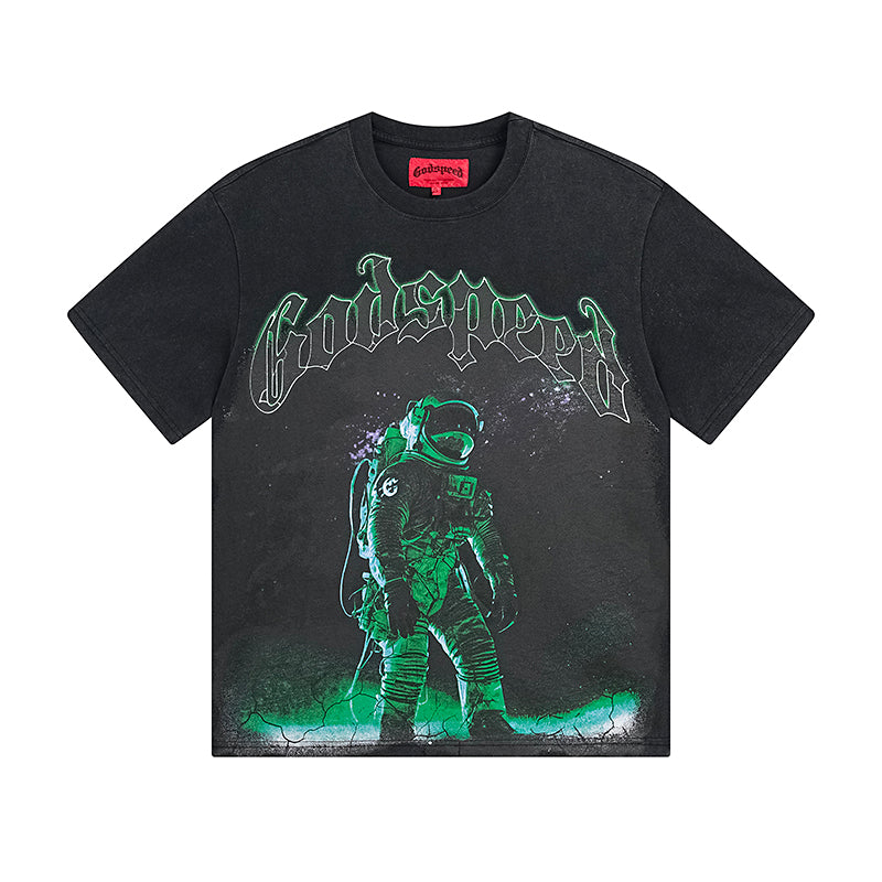 Black Street Vintage Washed T-Shirt (Crafted Print) 1086