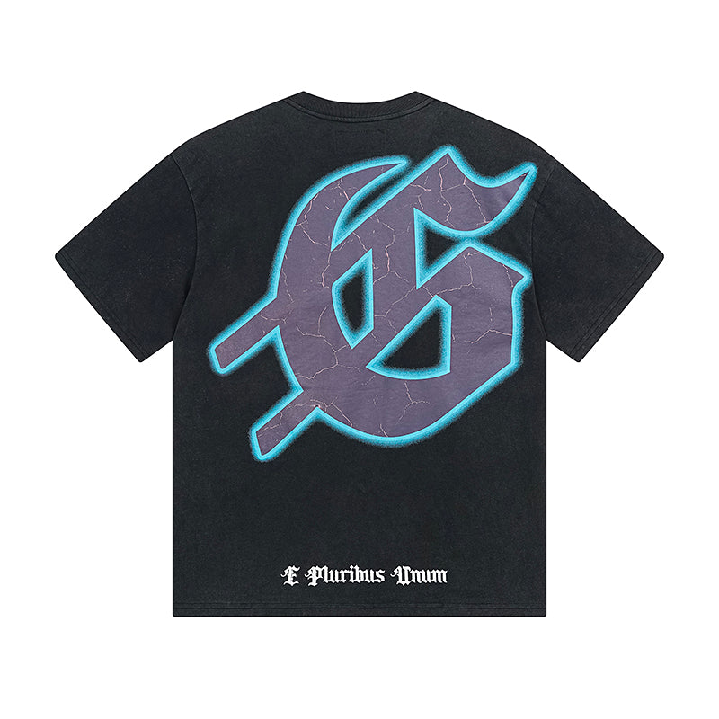 Black Street Vintage Washed T-Shirt (Crafted Print) 1086