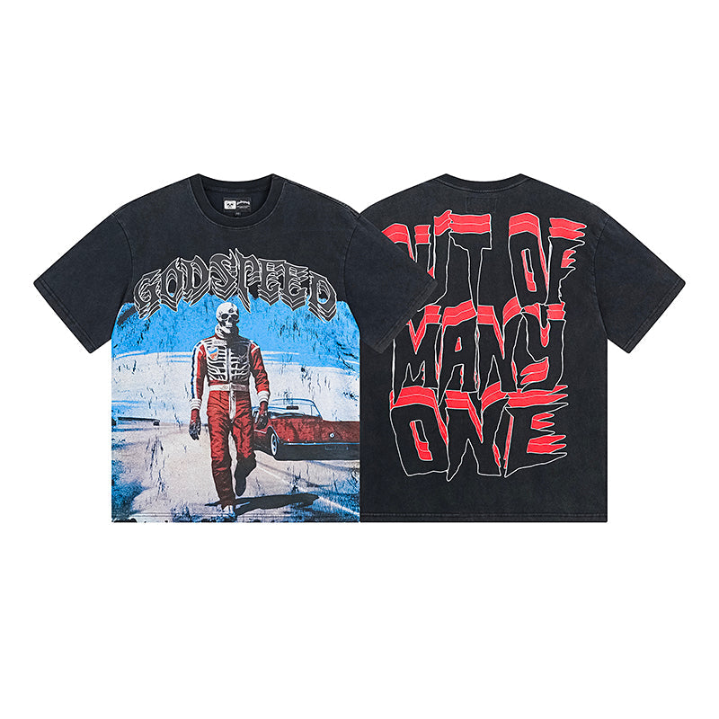 Black Street Vintage Washed T-Shirt (Crafted Print) 1087