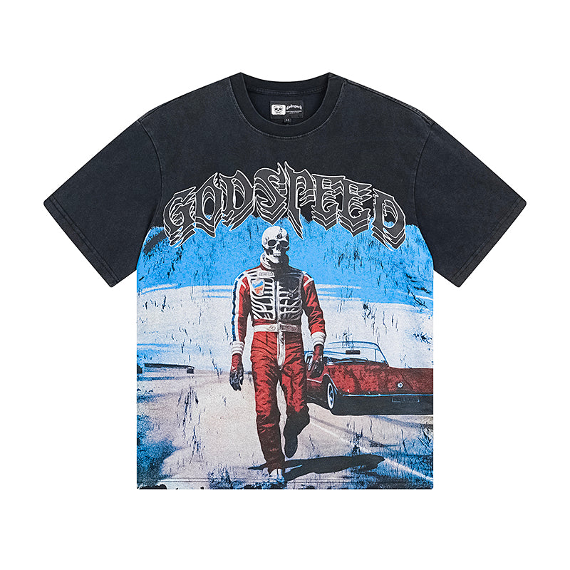 Black Street Vintage Washed T-Shirt (Crafted Print) 1087