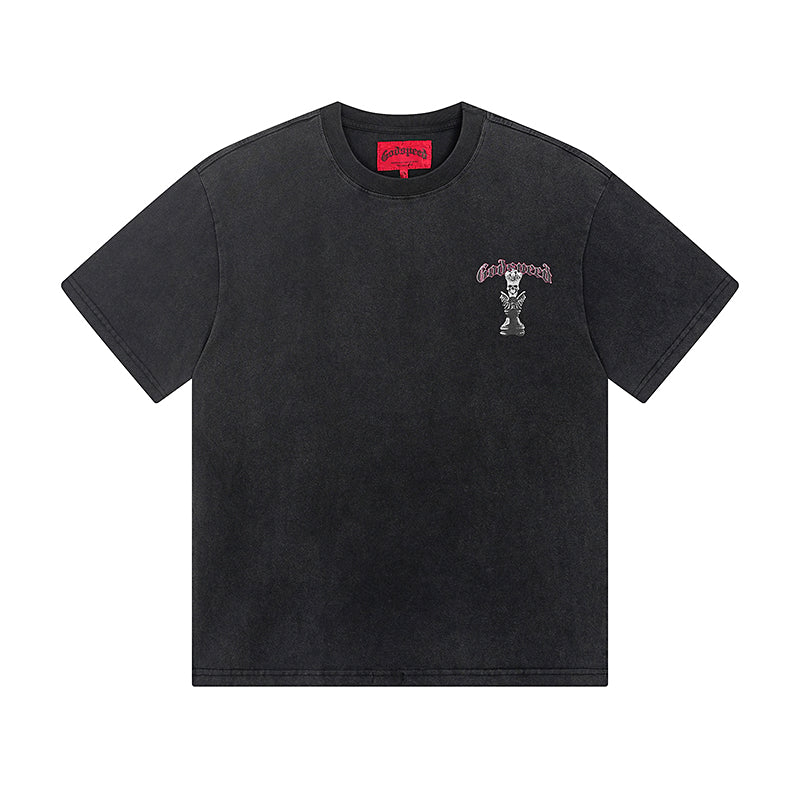 Black Street Vintage Washed T-Shirt (Crafted Print) 1089