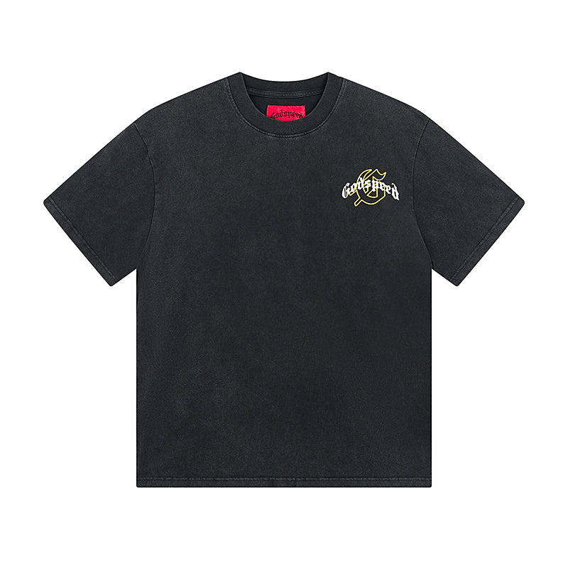 Black Street Vintage Washed T-Shirt (Crafted Print) 1091