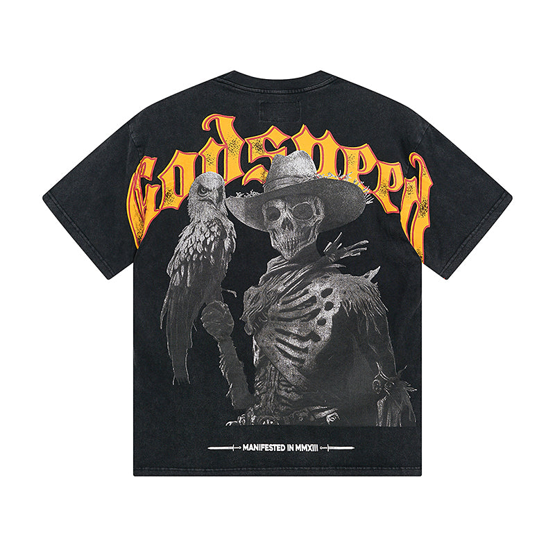 Black Street Vintage Washed T-Shirt (Crafted Print) 1091