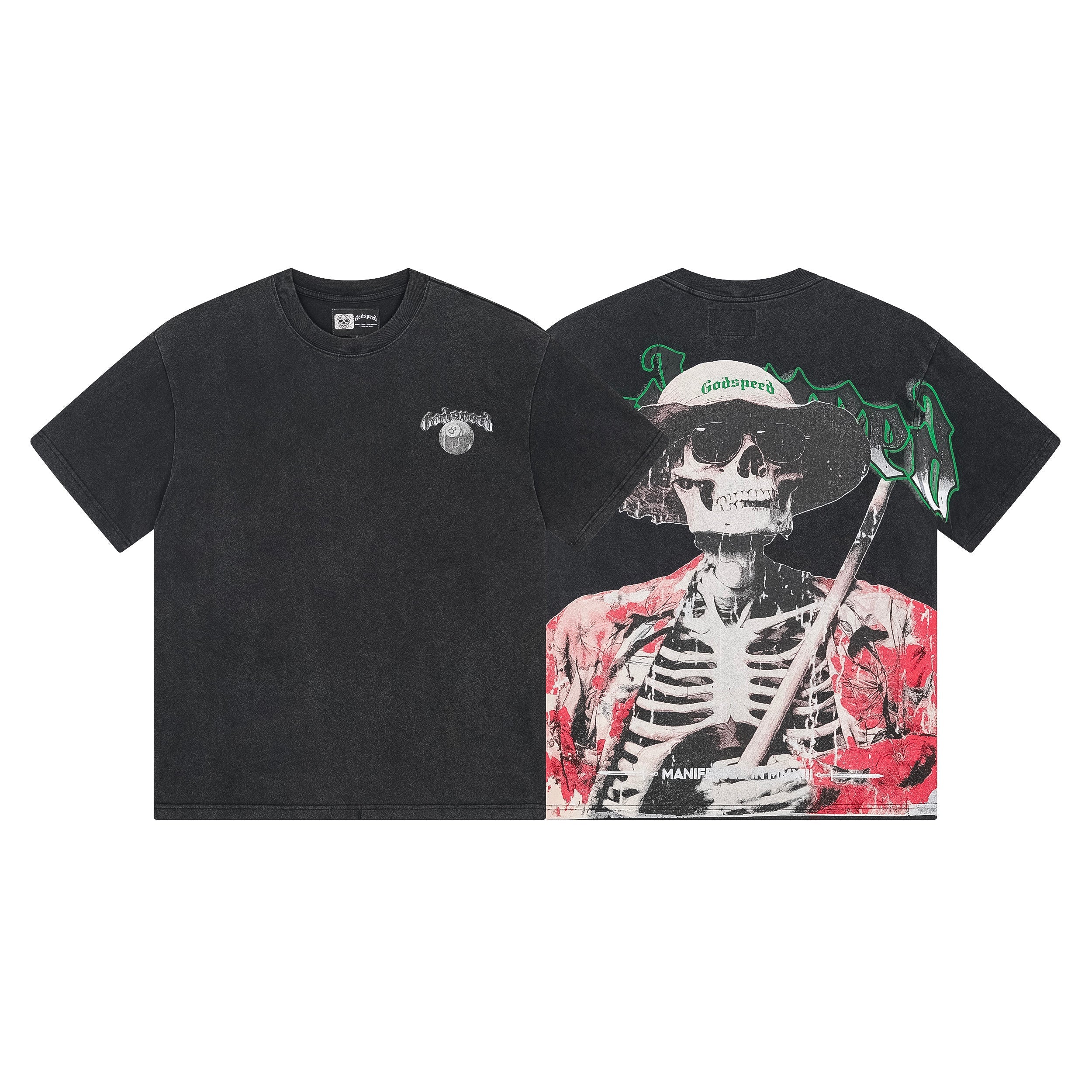 Black Street Vintage Washed T-Shirt (Crafted Print) 1093