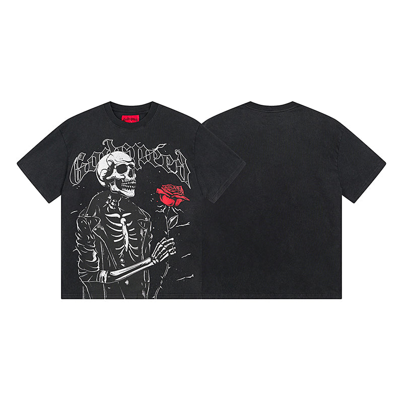 Black Street Vintage Washed T-Shirt (Crafted Print) 1095