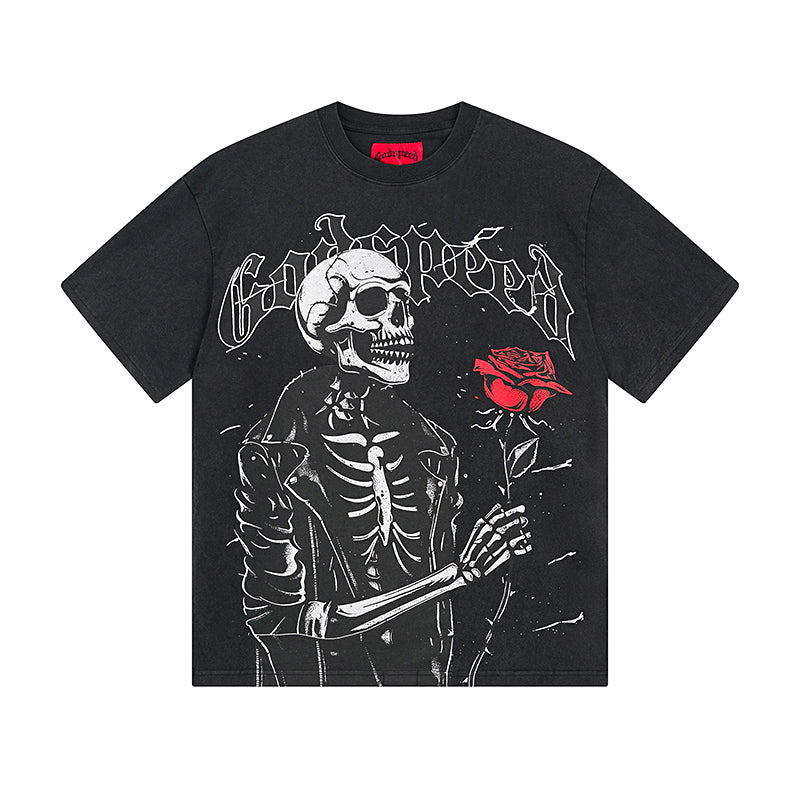Black Street Vintage Washed T-Shirt (Crafted Print) 1095
