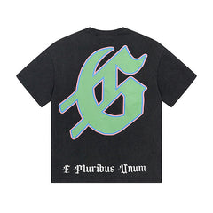 Black Street Vintage Washed T-Shirt (Crafted Print) 1108