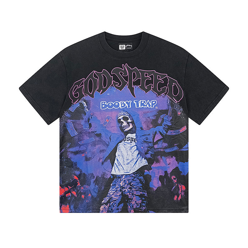 Black Street Vintage Washed T-Shirt (Crafted Print) 1115