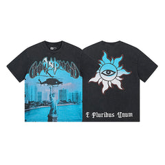 Black Street Vintage Washed T-Shirt (Crafted Print) 1116