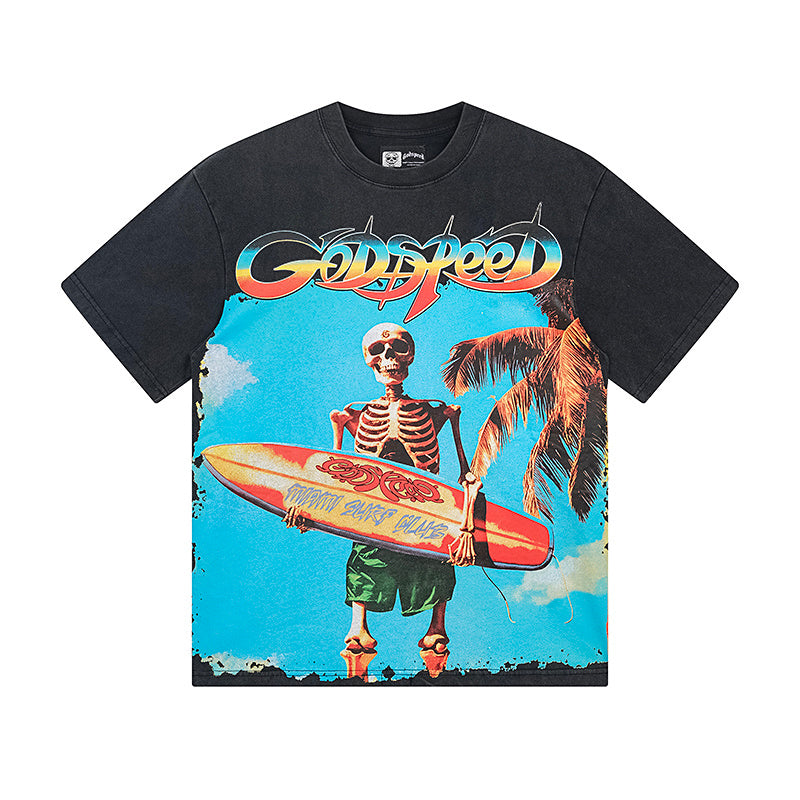 Black Street Vintage Washed T-Shirt (Crafted Print) 1117