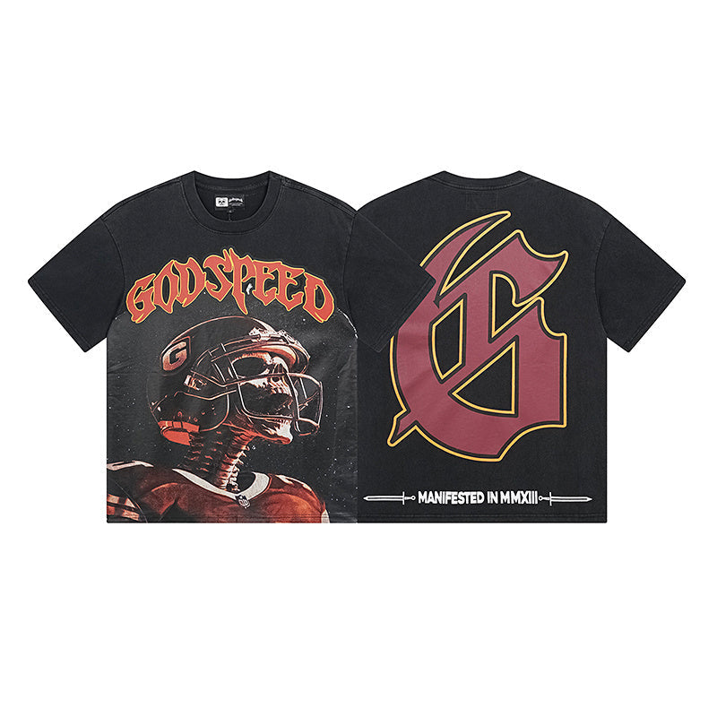 Black Street Vintage Washed T-Shirt (Crafted Print) 1122