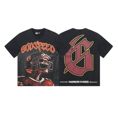 Black Street Vintage Washed T-Shirt (Crafted Print) 1122
