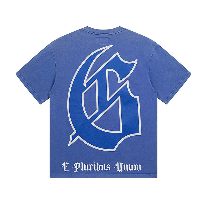 Black & Blue Street Vintage Washed T-Shirt (Crafted Print) 1123