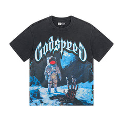 Black & Blue Street Vintage Washed T-Shirt (Crafted Print) 1123