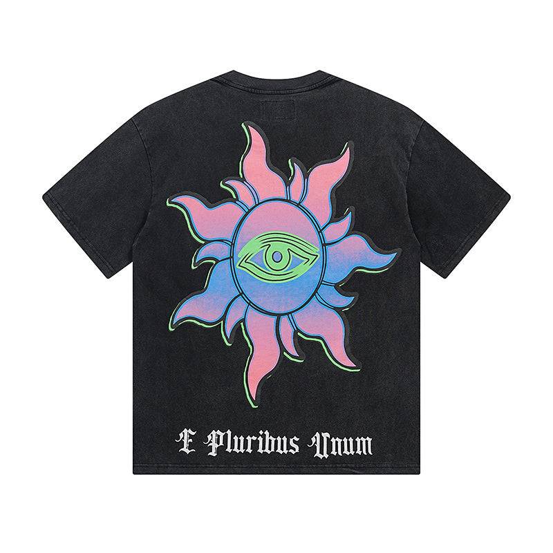 Black & Blue Street Vintage Washed T-Shirt (Crafted Print) 1125
