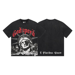Black Street Vintage Washed T-Shirt (Crafted Print) 1127