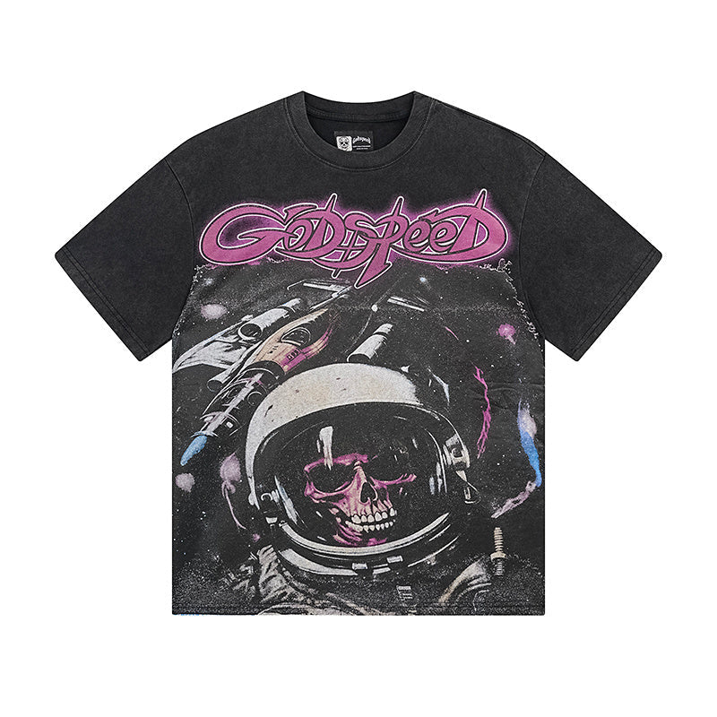 Black Street Vintage Washed T-Shirt (Crafted Print) 1130