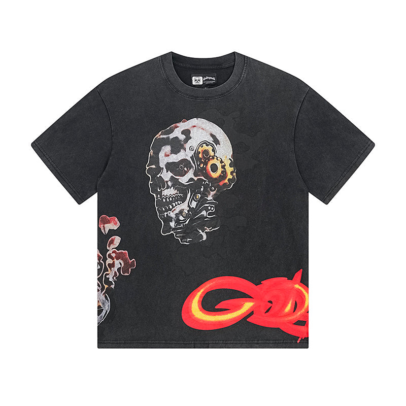 Black Street Vintage Washed T-Shirt (Crafted Print) 1132