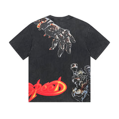 Black Street Vintage Washed T-Shirt (Crafted Print) 1132