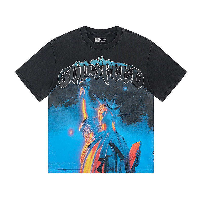 Black Street Vintage Washed T-Shirt (Crafted Print) 1133