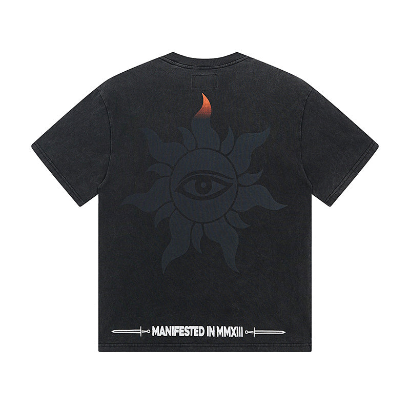 Black Street Vintage Washed T-Shirt (Crafted Print) 1133