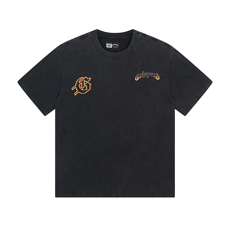 Black Street Vintage Washed T-Shirt (Crafted Print) 1136