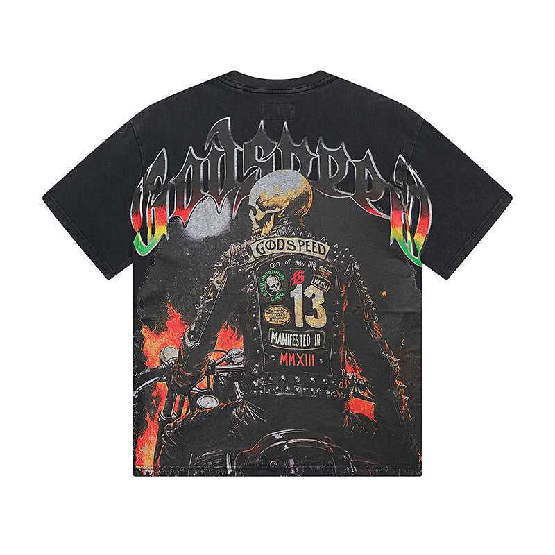 Black Street Vintage Washed T-Shirt (Crafted Print) 1136