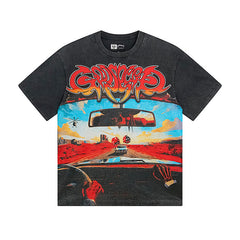 Black Street Vintage Washed T-Shirt (Crafted Print) 1137