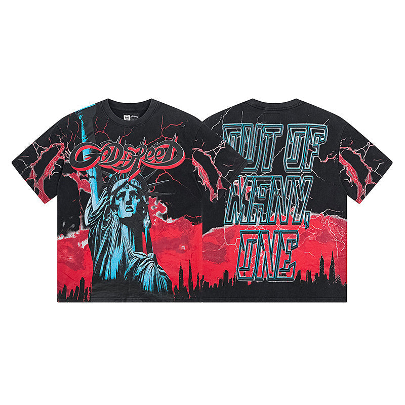 Black Street Vintage Washed T-Shirt (Crafted Print) 1139