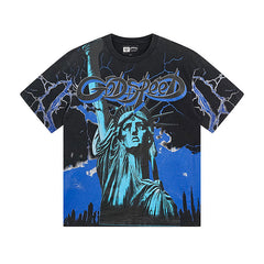 Black Street Vintage Washed T-Shirt (Crafted Print) 1150