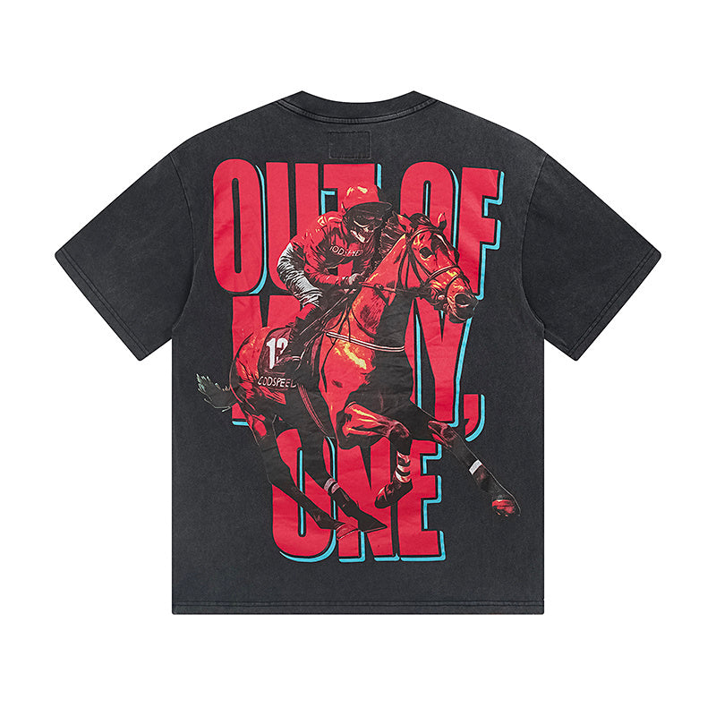 Black Street Vintage Washed T-Shirt (Crafted Print) 1161