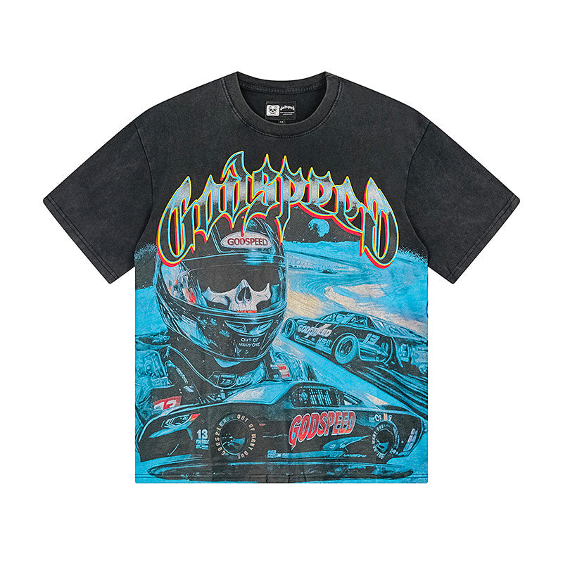 Black Street Vintage Washed T-Shirt (Crafted Print) 1165