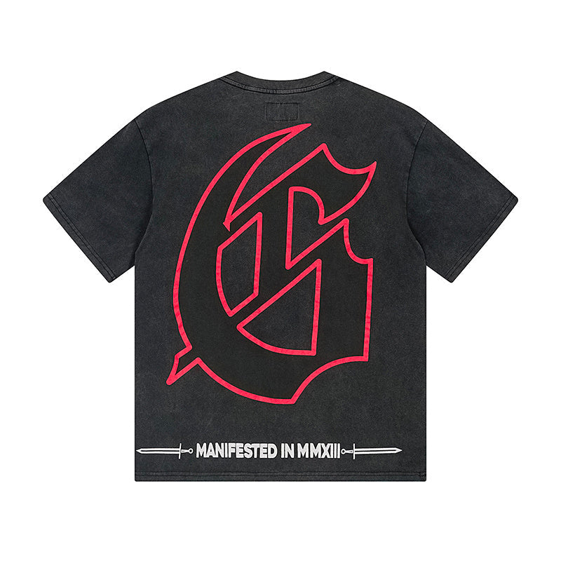 Black Street Vintage Washed T-Shirt (Crafted Print) 1165
