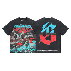 Black Street Vintage Washed T-Shirt (Crafted Print) 1166