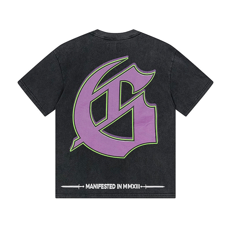 Black Street Vintage Washed T-Shirt (Crafted Print) 1169