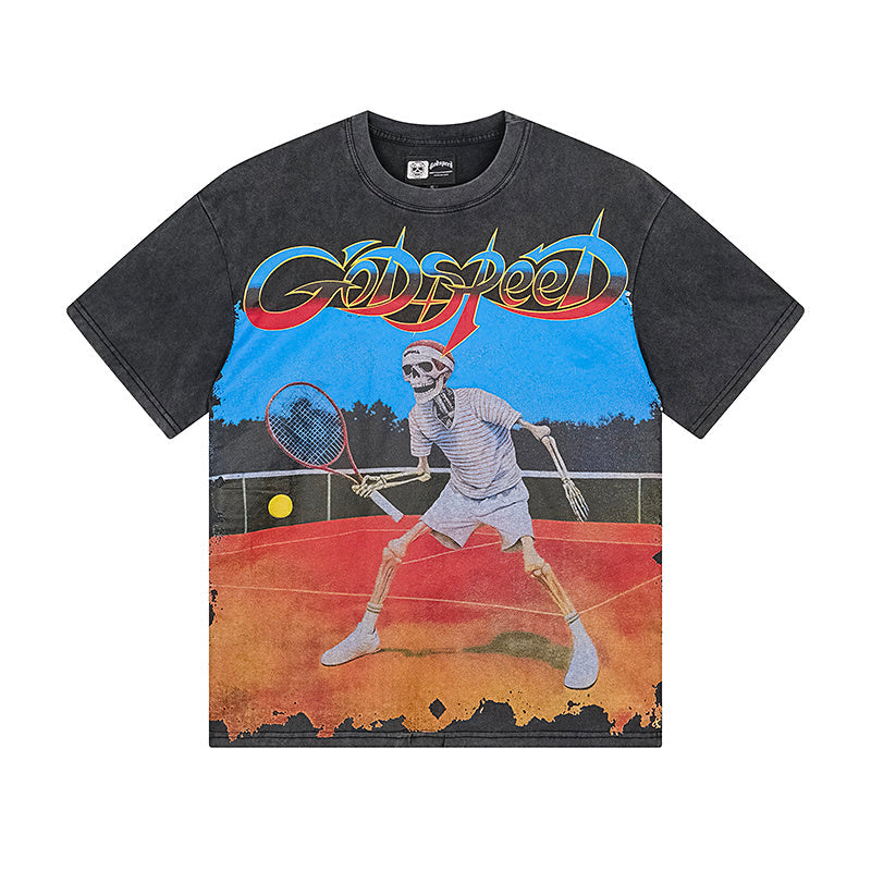 Black Street Vintage Washed T-Shirt (Crafted Print) 1170