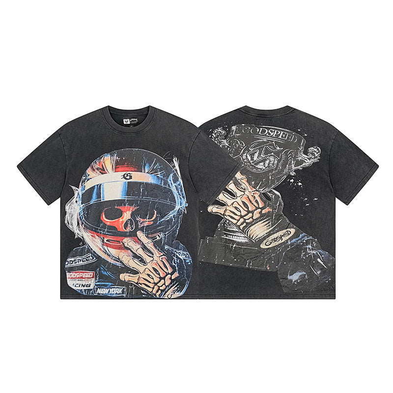 Black Street Vintage Washed T-Shirt (Crafted Print) 1171