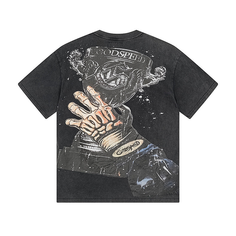 Black Street Vintage Washed T-Shirt (Crafted Print) 1171