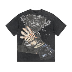 Black Street Vintage Washed T-Shirt (Crafted Print) 1171