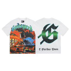 White Street Vintage Washed T-Shirt (Crafted Print) 3013