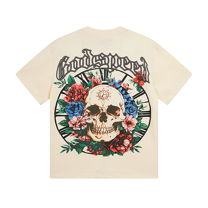 White & Beige Street Vintage Washed T-Shirt (Crafted Print) 3019