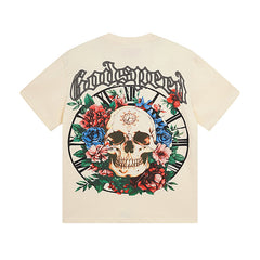 White & Beige Street Vintage Washed T-Shirt (Crafted Print) 3019