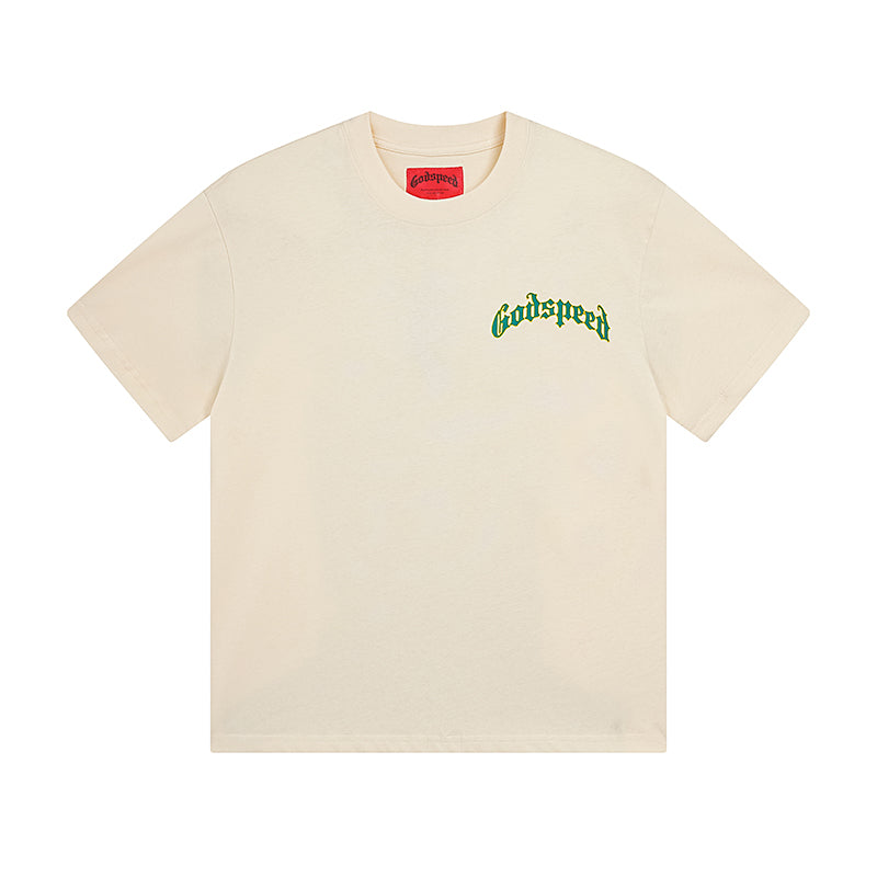 White & Beige Street Vintage Washed T-Shirt (Crafted Print) 3020